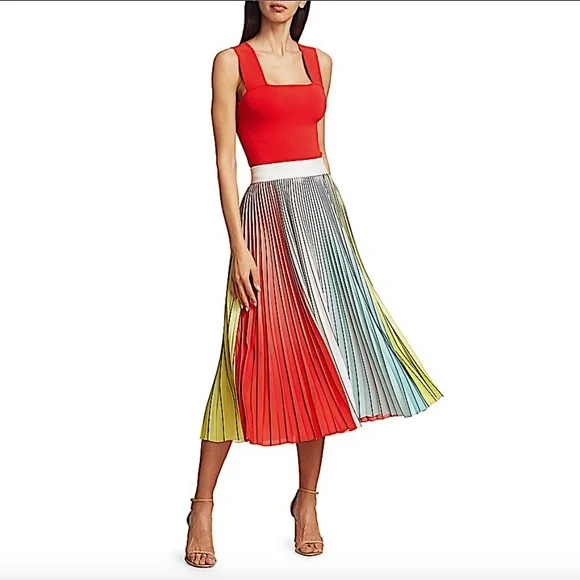 Alice Olivia Arden Pleated Midi Skirt